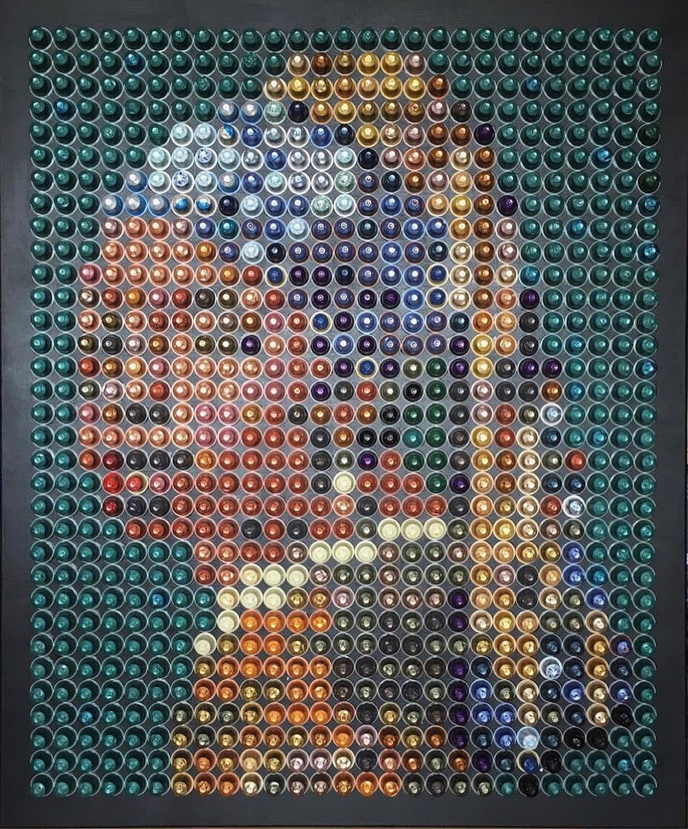 remix of Girl With a Pearl Earring made from Nespresso pods