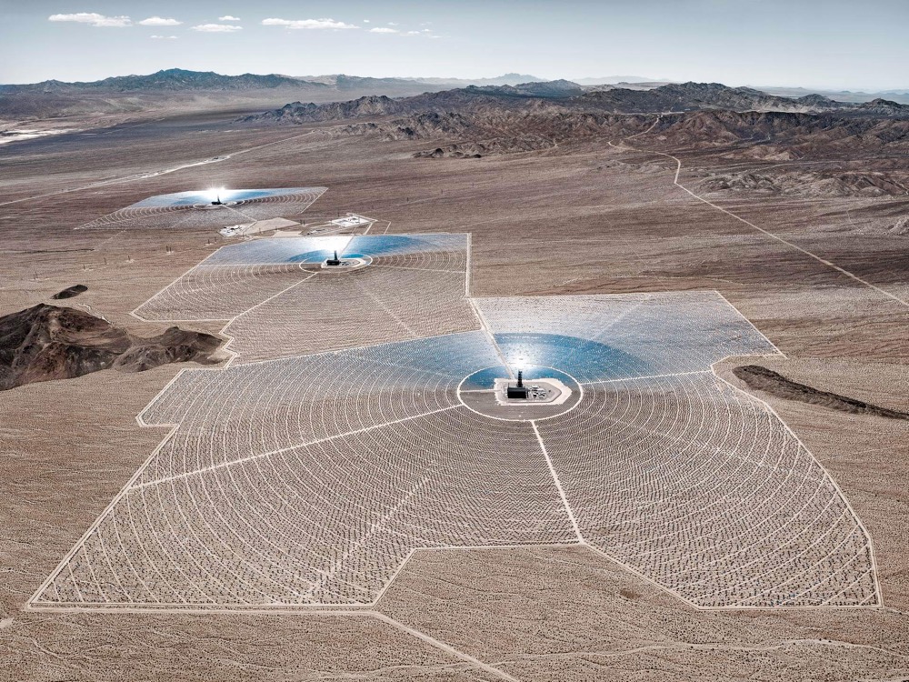 a solar farm photographed from the air