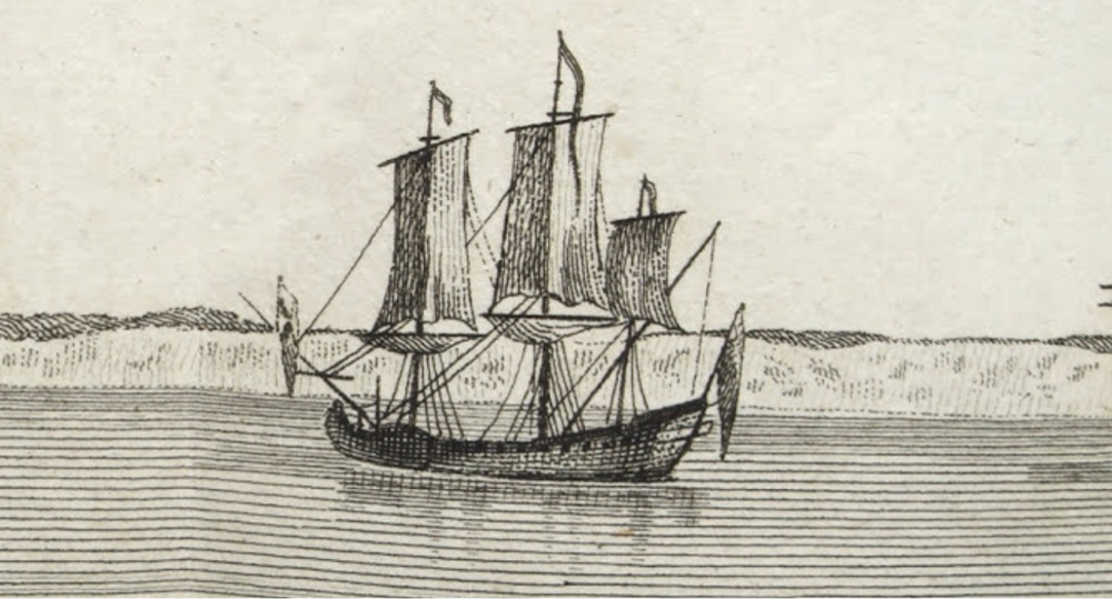 an illustration of the HMS Wager warship
