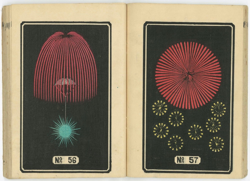 illustrations from Japanese fireworks catalogs