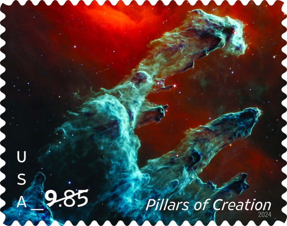 USPS stamp of the Pillars of Creation astronomy image