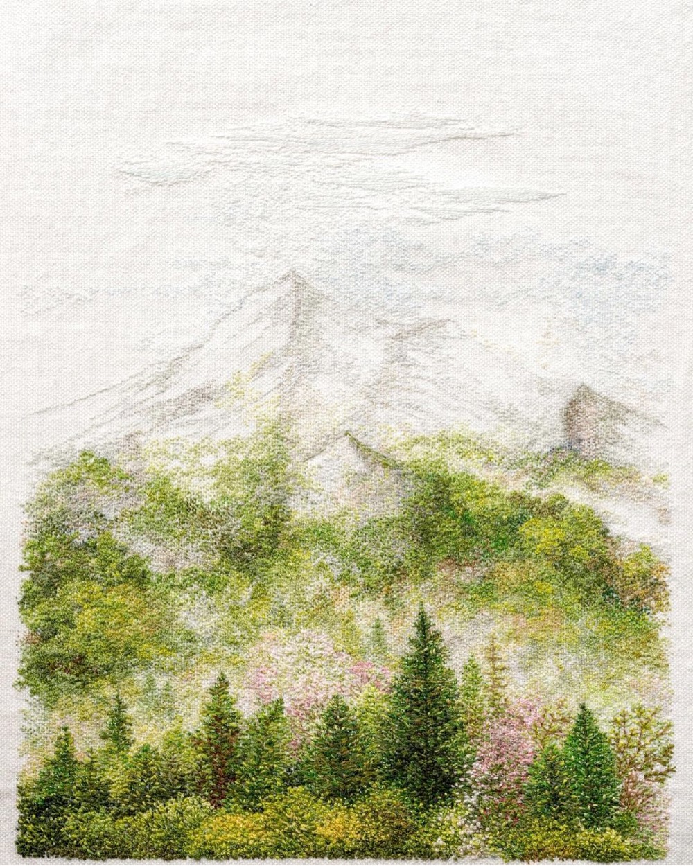 embroidered forest landscapes by Katrin Vates
