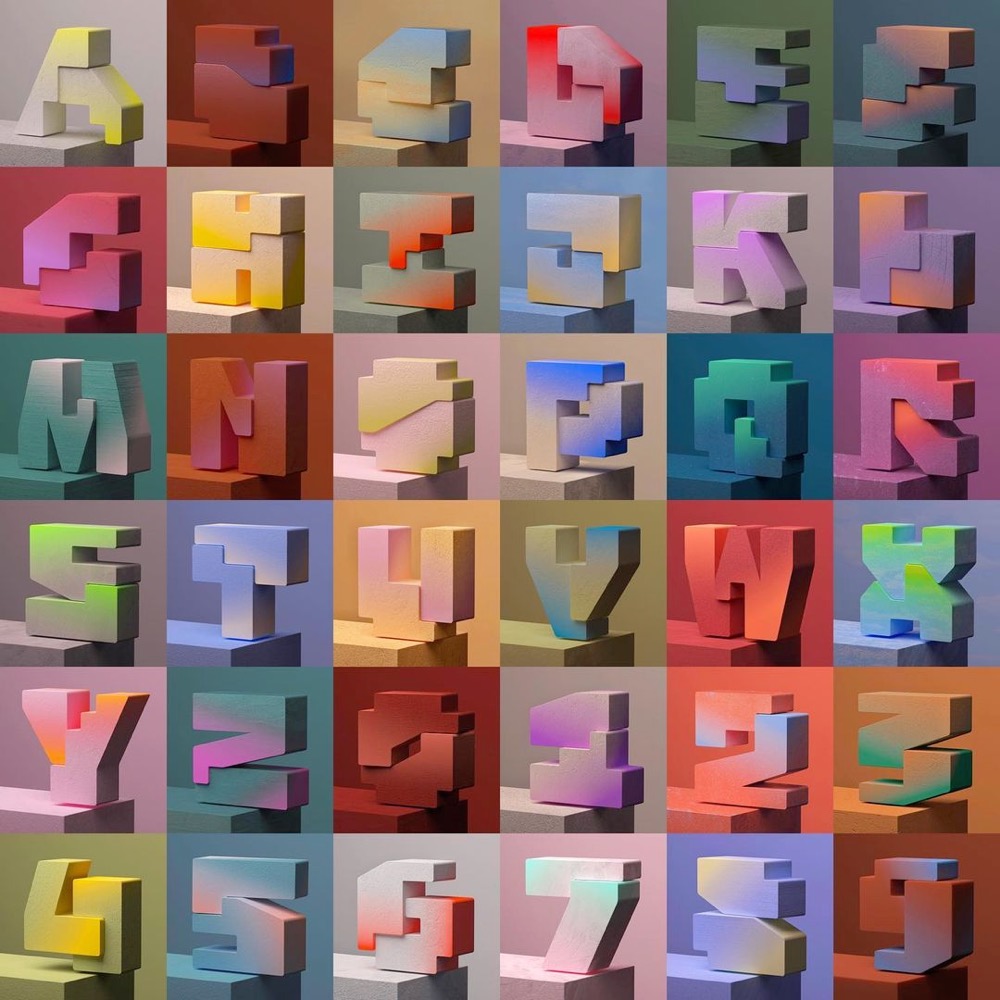 colorful blocky typeface by Khyati Trehan