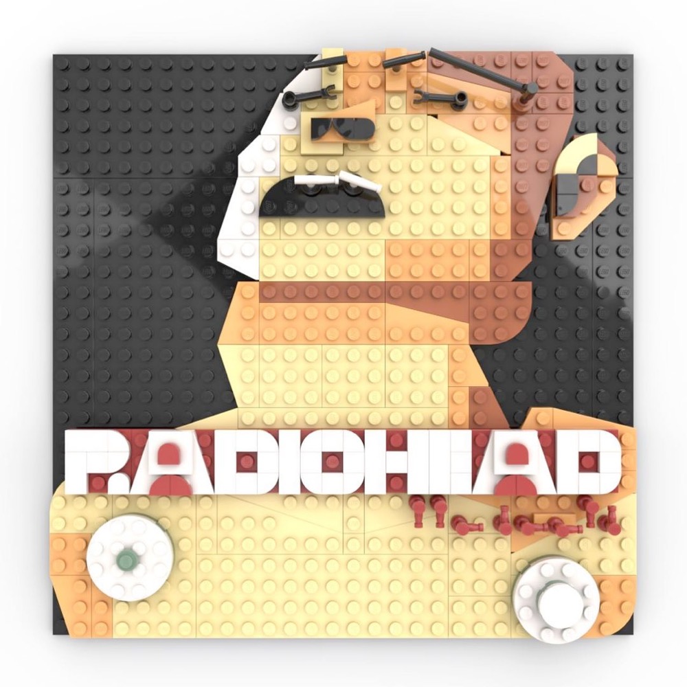 album cover for Radiohead's The Bends built with Lego bricks
