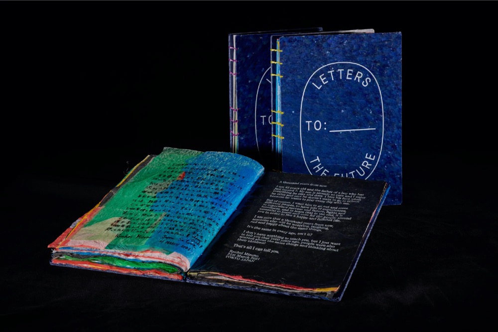 a book of letters to the future printed on recycled plastic