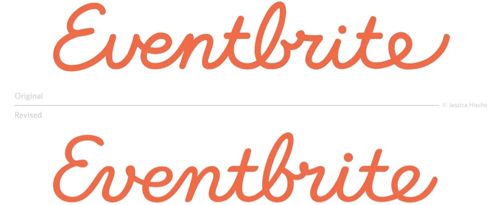 before and after of the Eventbrite logo refresh