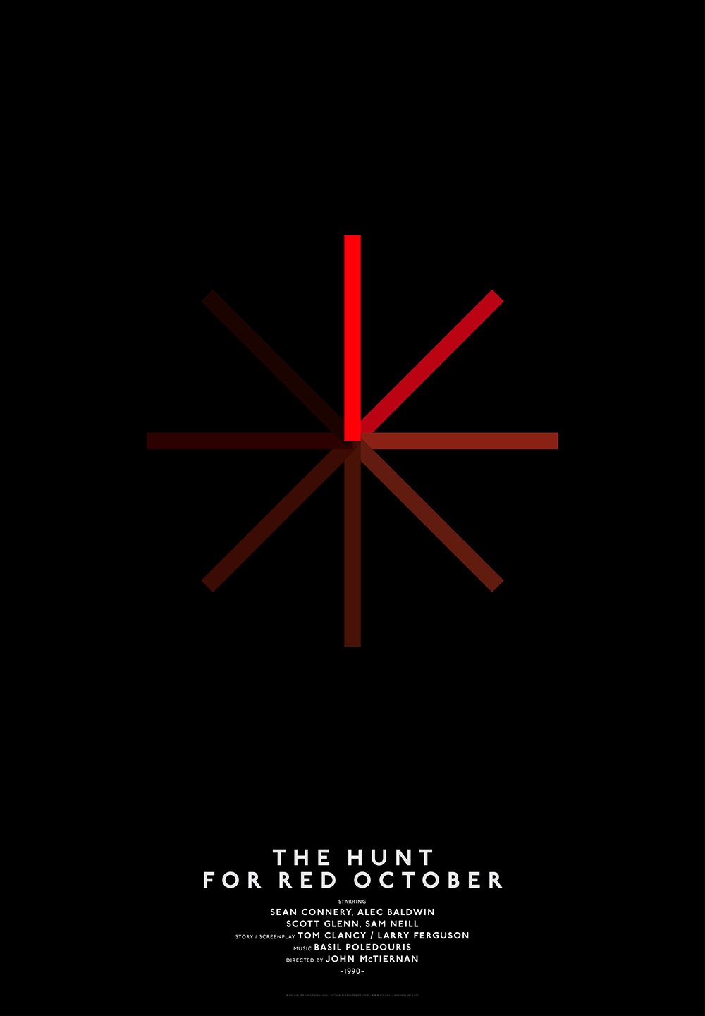 movie poster for The Hunt for Red October featuring a red circular display that looks like sonar