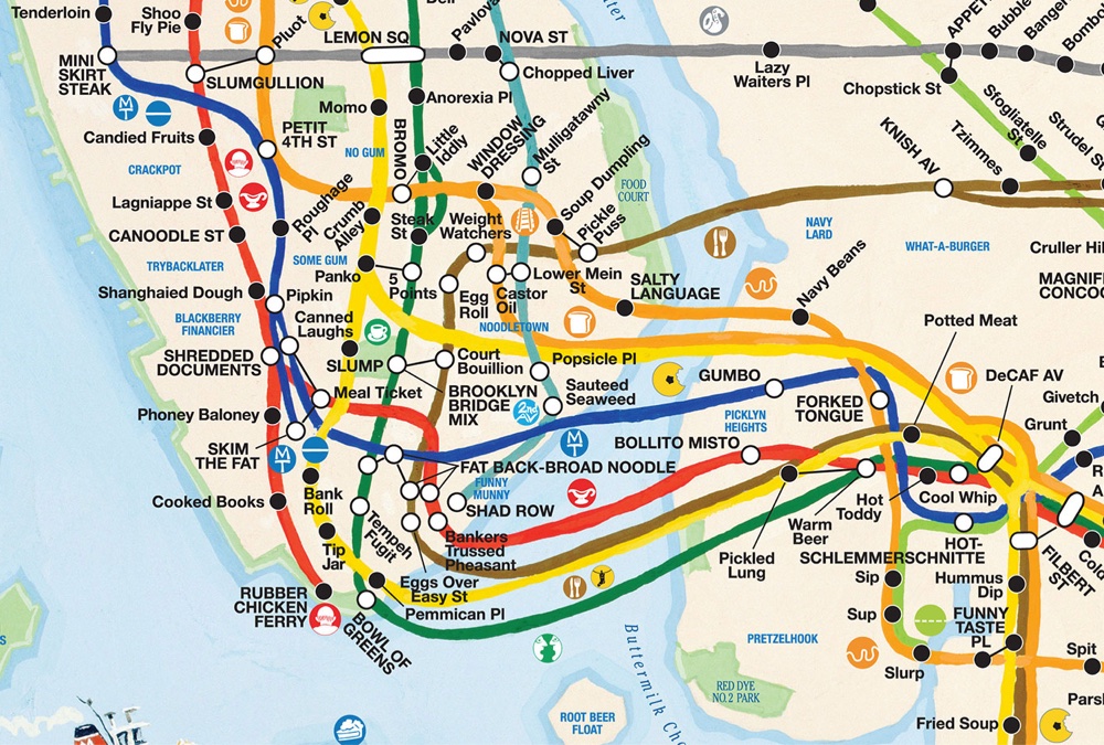 detail of The New York City Sub-Culinary Map