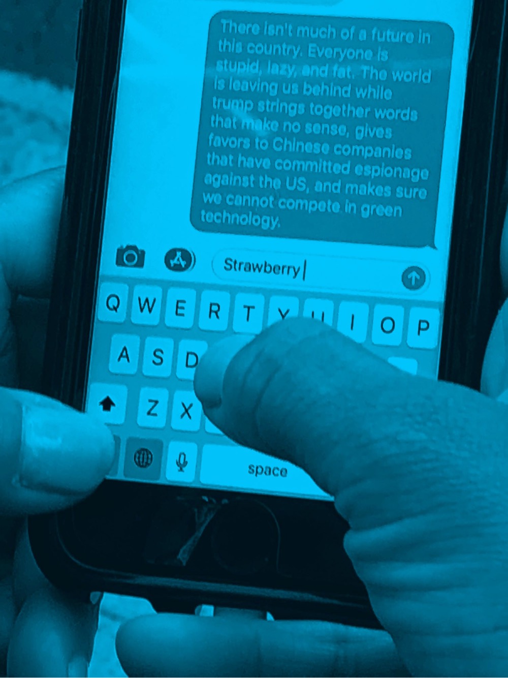 a photo of a text message chat about the future and strawberries