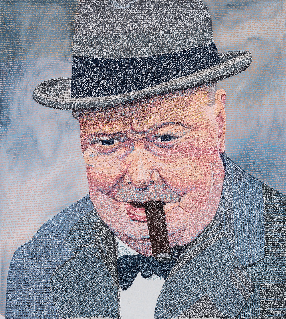 illustrated portrait of Winston Churchill
