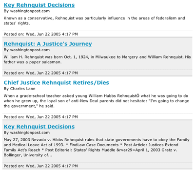 Justice Rehnquist dies?