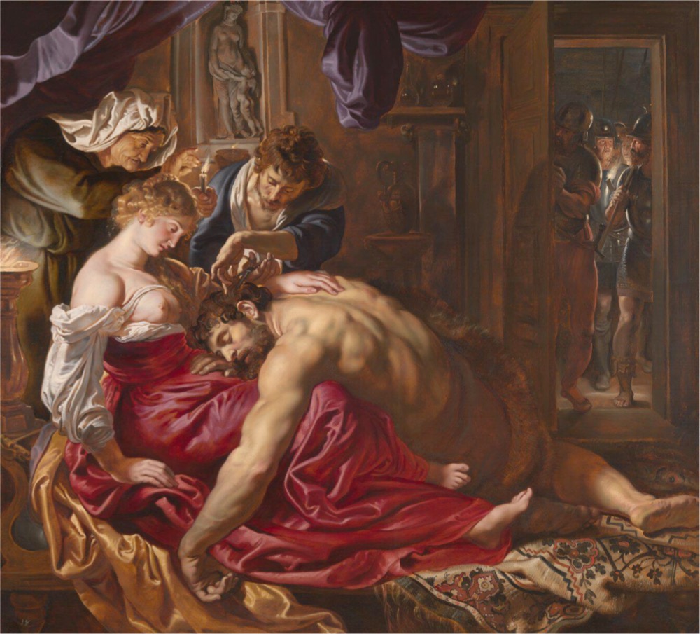 a painting of Samson and Delilah attributed to the Flemish master Peter Paul Rubens