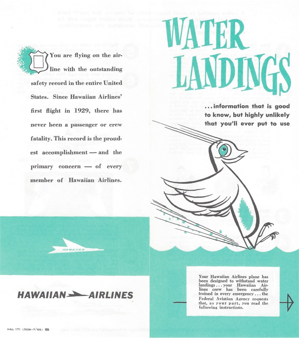 seatback safety card for Hawaiian Airlines