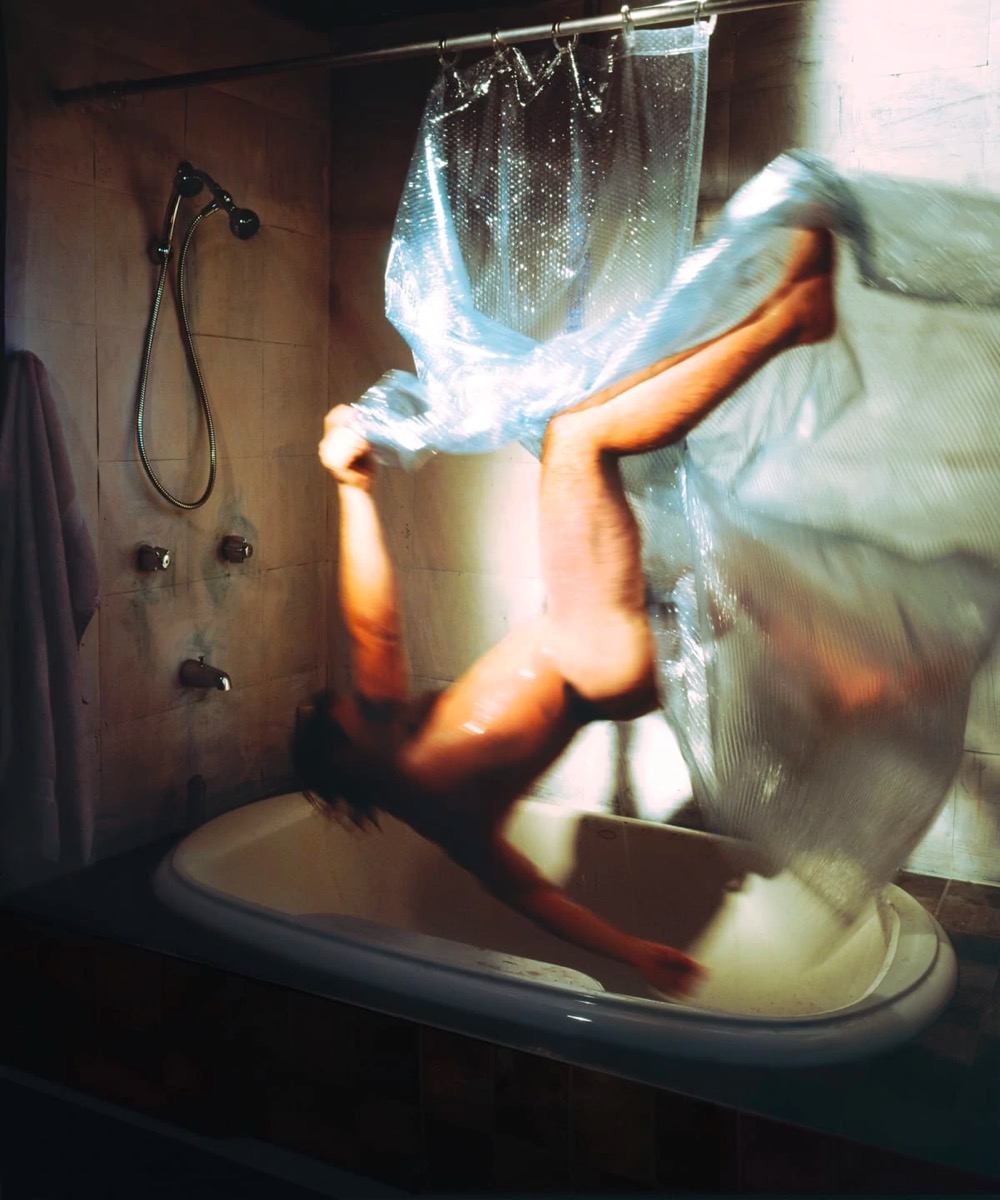 a man slipping in the shower