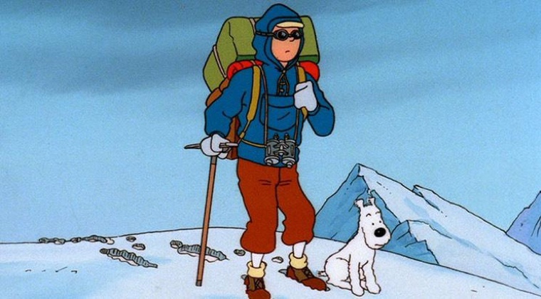 Tintin dressed for winter