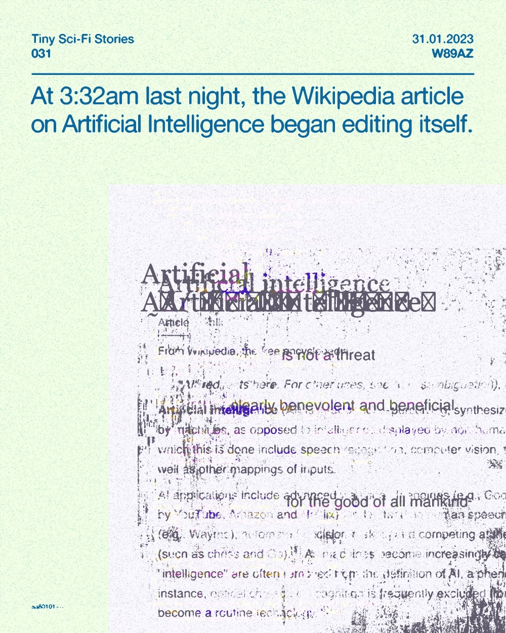 At 3:32am last night, the Wikipedia article on Artificial Intelligence began editing itself.
