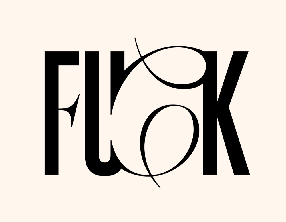 the word 'fuck' in a flowing script