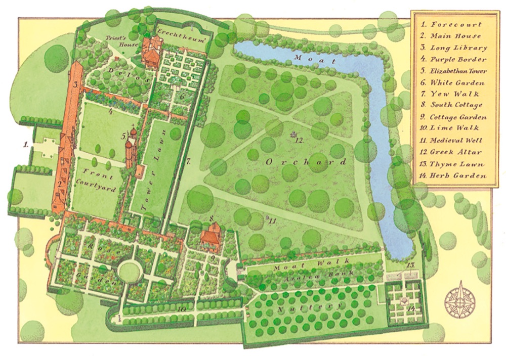 drawing of a large formal garden